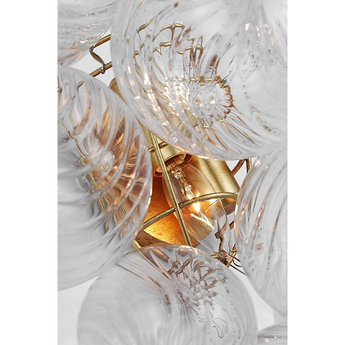 Julie Neill Talia Medium Sconce in Gild with Clear Swirled Glass W14.75" x H17" x E8.75"