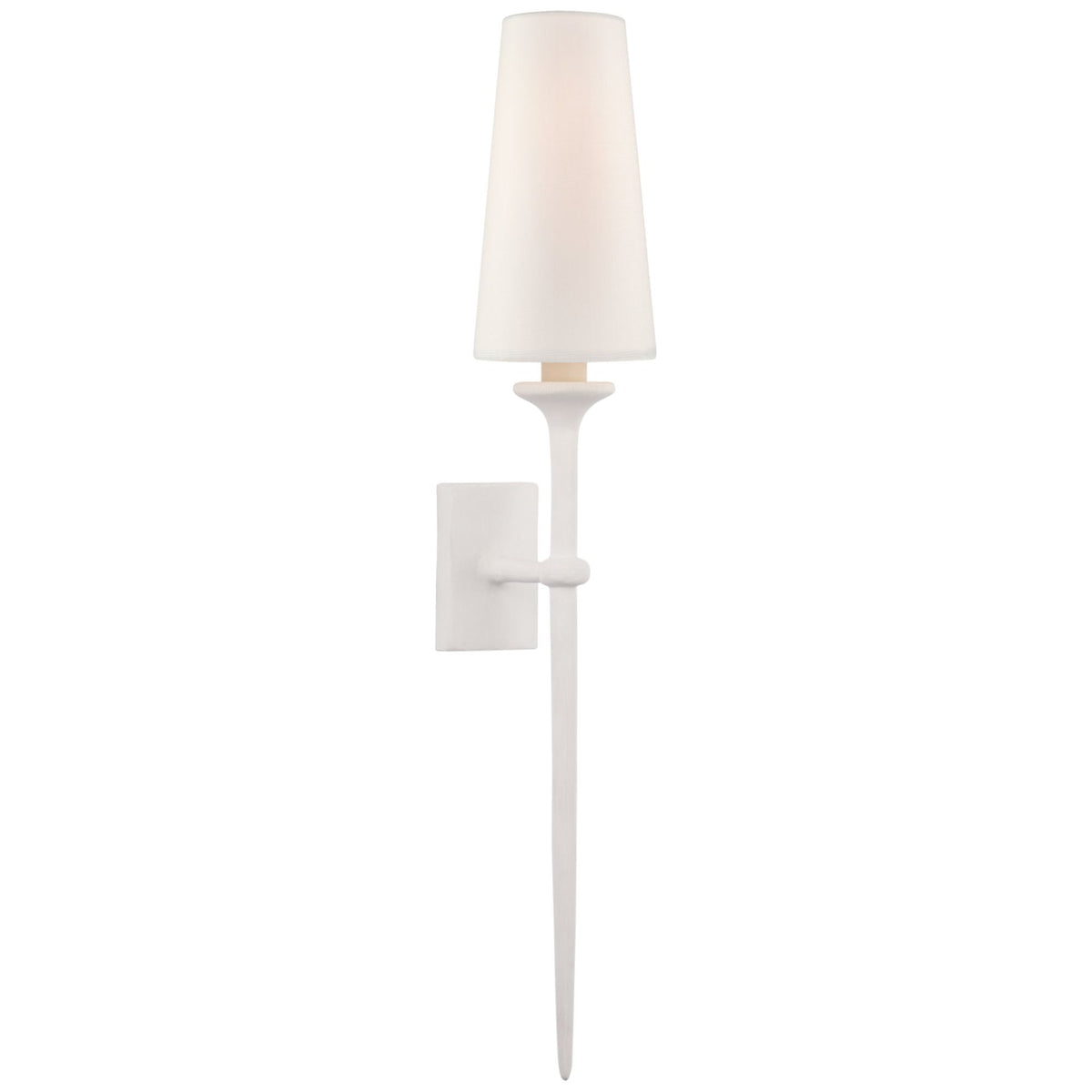 Julie Neill Iberia Single Sconce in Plaster White with Linen Shade W4.5" x H26.5" x E6"