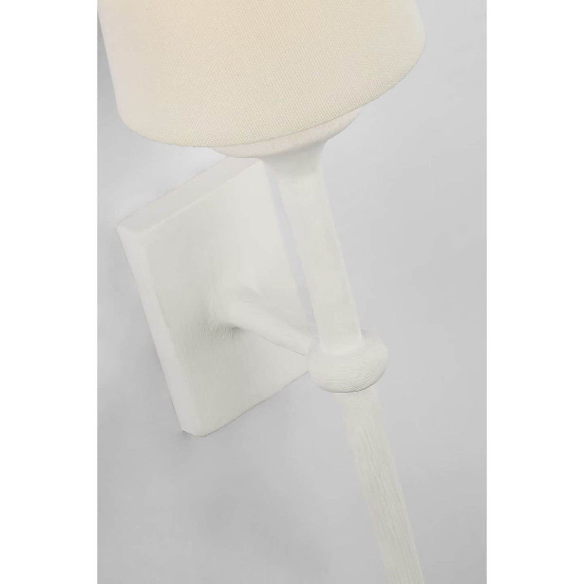 Julie Neill Iberia Single Sconce in Plaster White with Linen Shade W4.5" x H26.5" x E6"