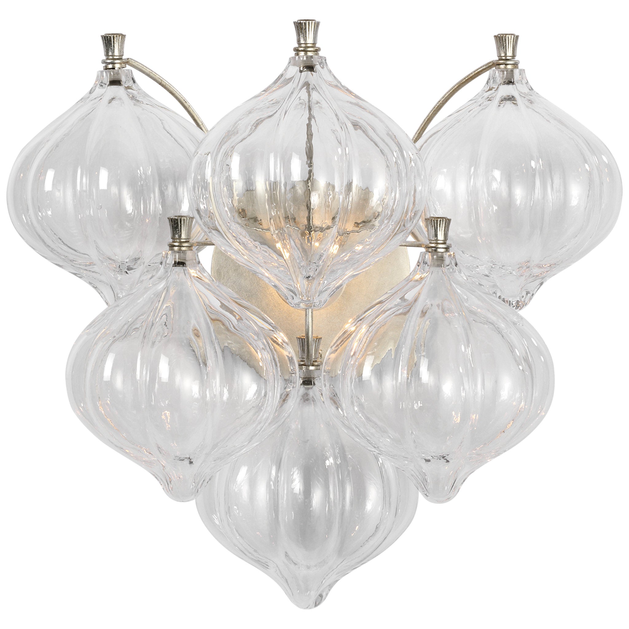 Julie Neill Caselli 15" Sconce in Burnished Silver Leaf with Clear Glass Wall Light W15.5" x H14.5"