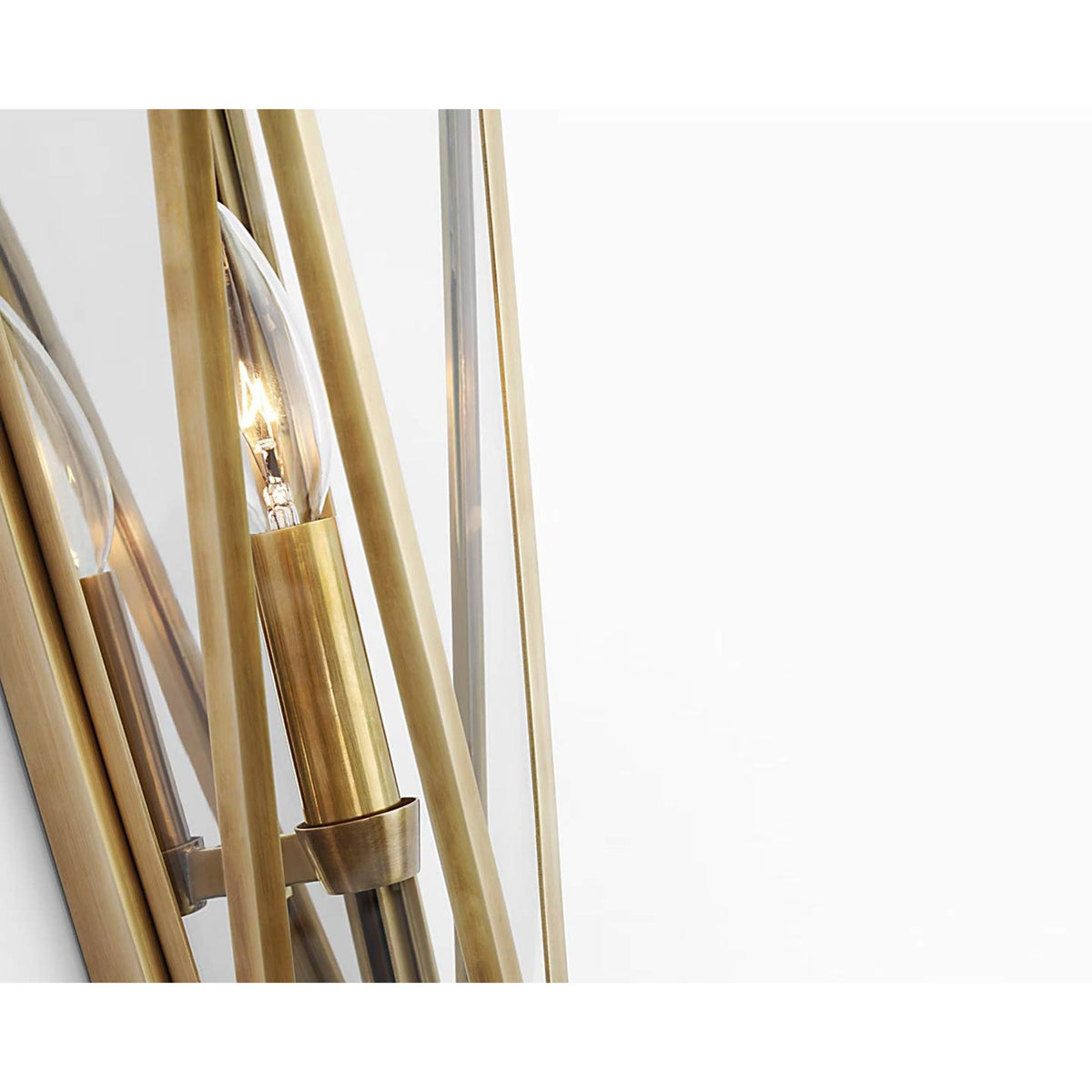 Julie Neill Lorino Medium Sconce in Hand-Rubbed Antique Brass with Clear Glass W5.5" x H17.75" x E4.75"