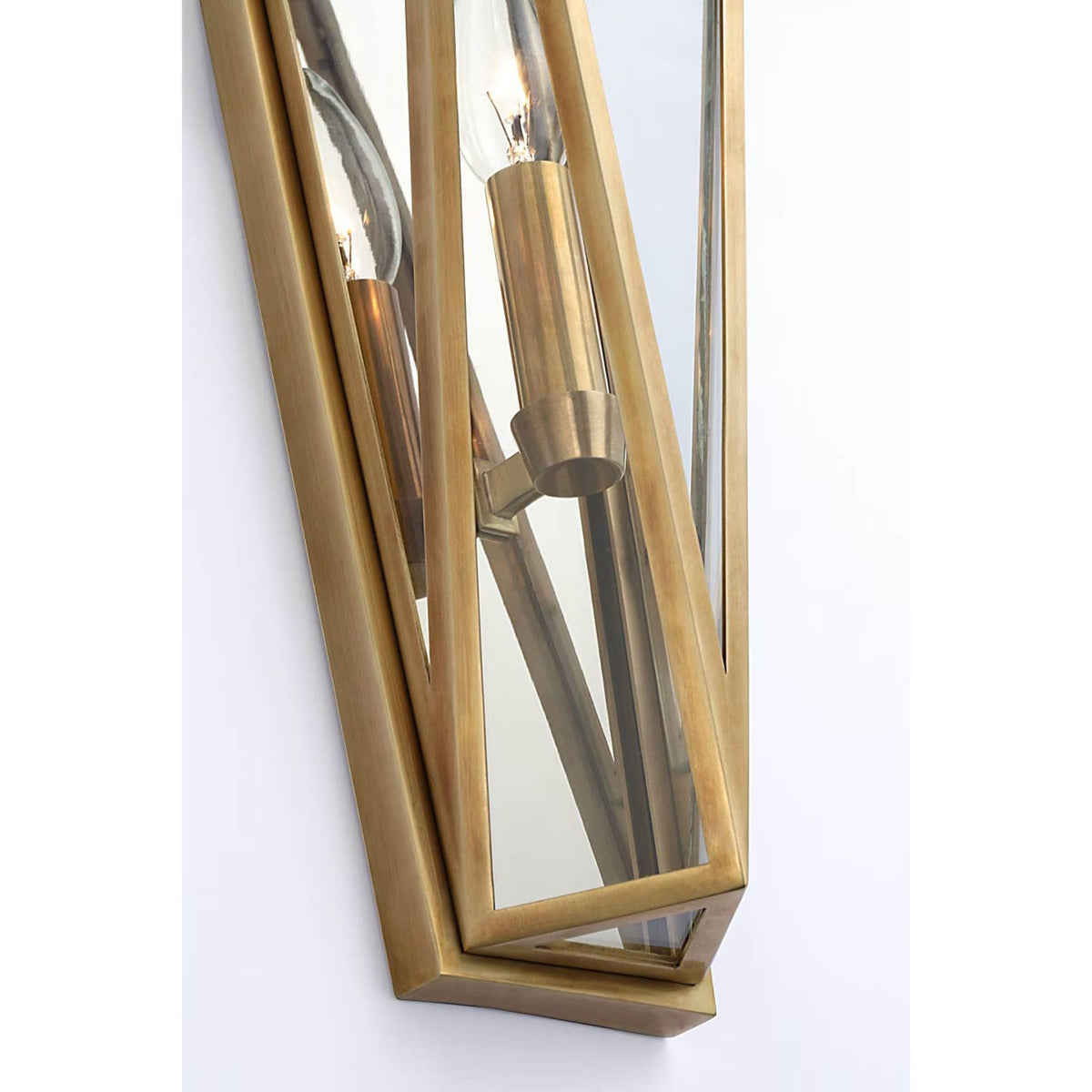 Julie Neill Lorino Medium Sconce in Hand-Rubbed Antique Brass with Clear Glass W5.5" x H17.75" x E4.75"