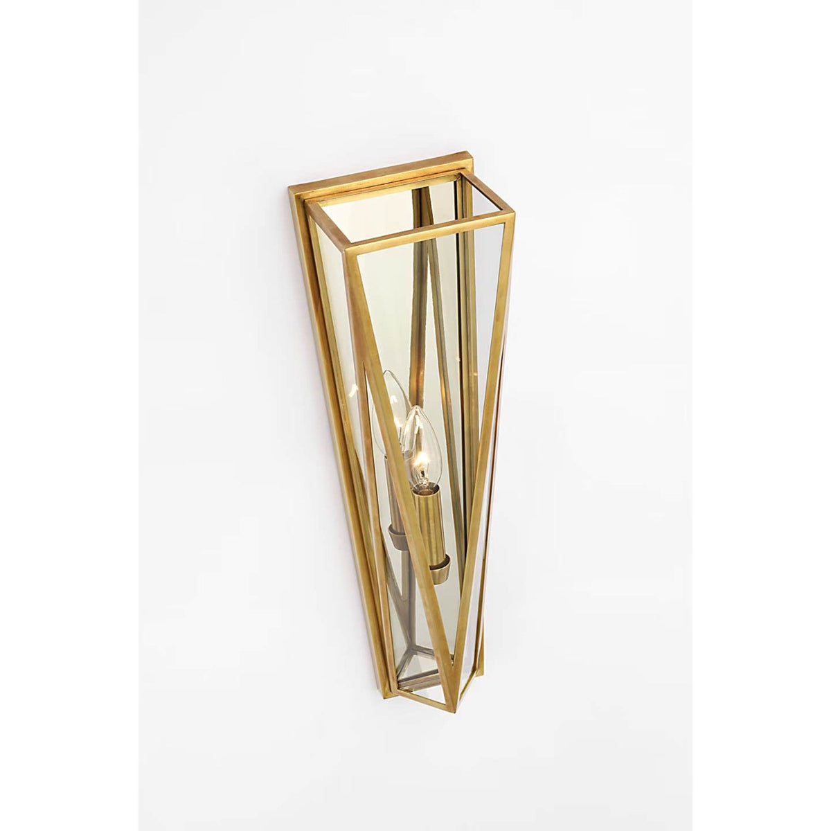 Julie Neill Lorino Medium Sconce in Hand-Rubbed Antique Brass with Clear Glass W5.5" x H17.75" x E4.75"