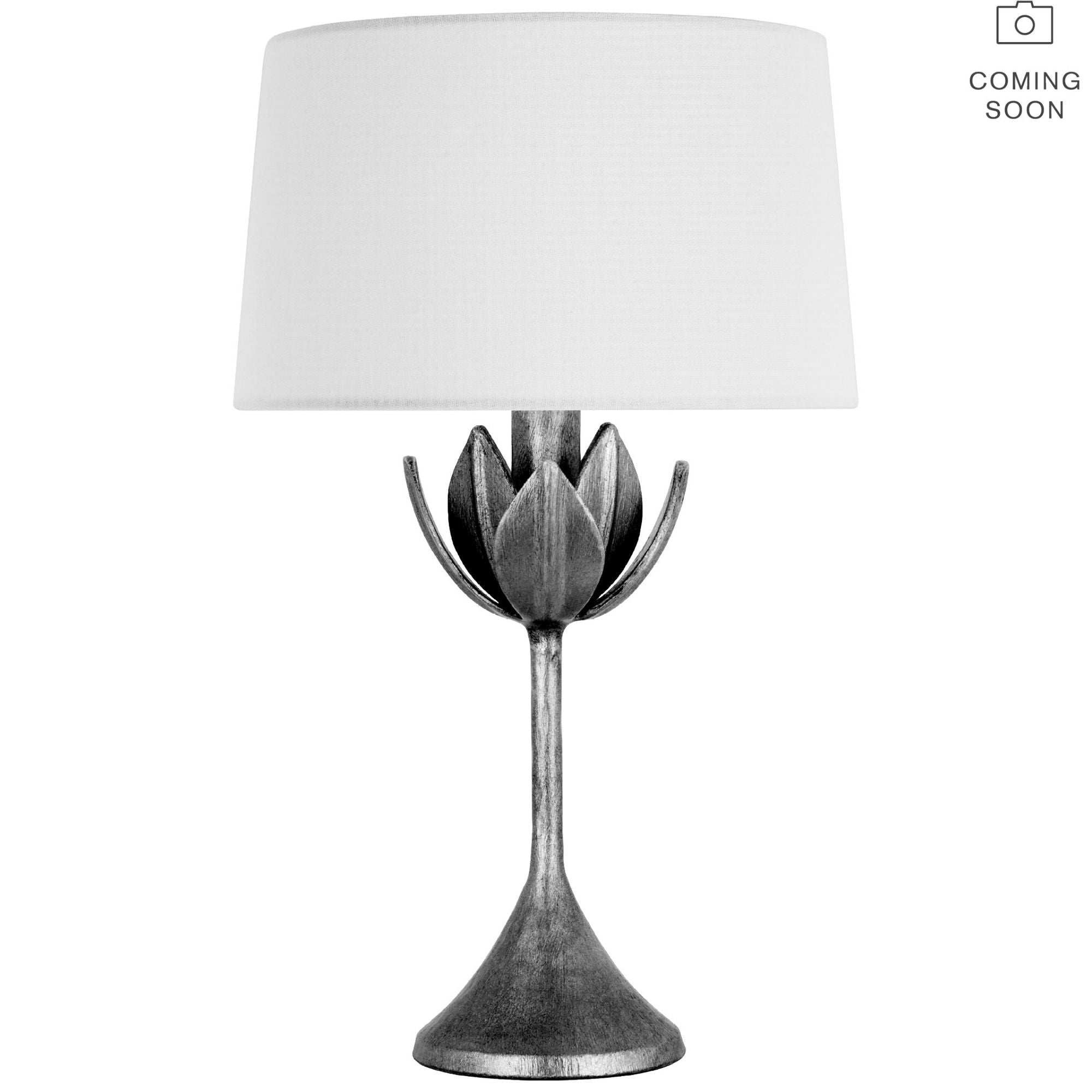 Julie Neill Alberto 17" Cordless Accent Lamp in Antique Bronze Leaf with Linen Shade Table Lamp W10.5" x H16.75"