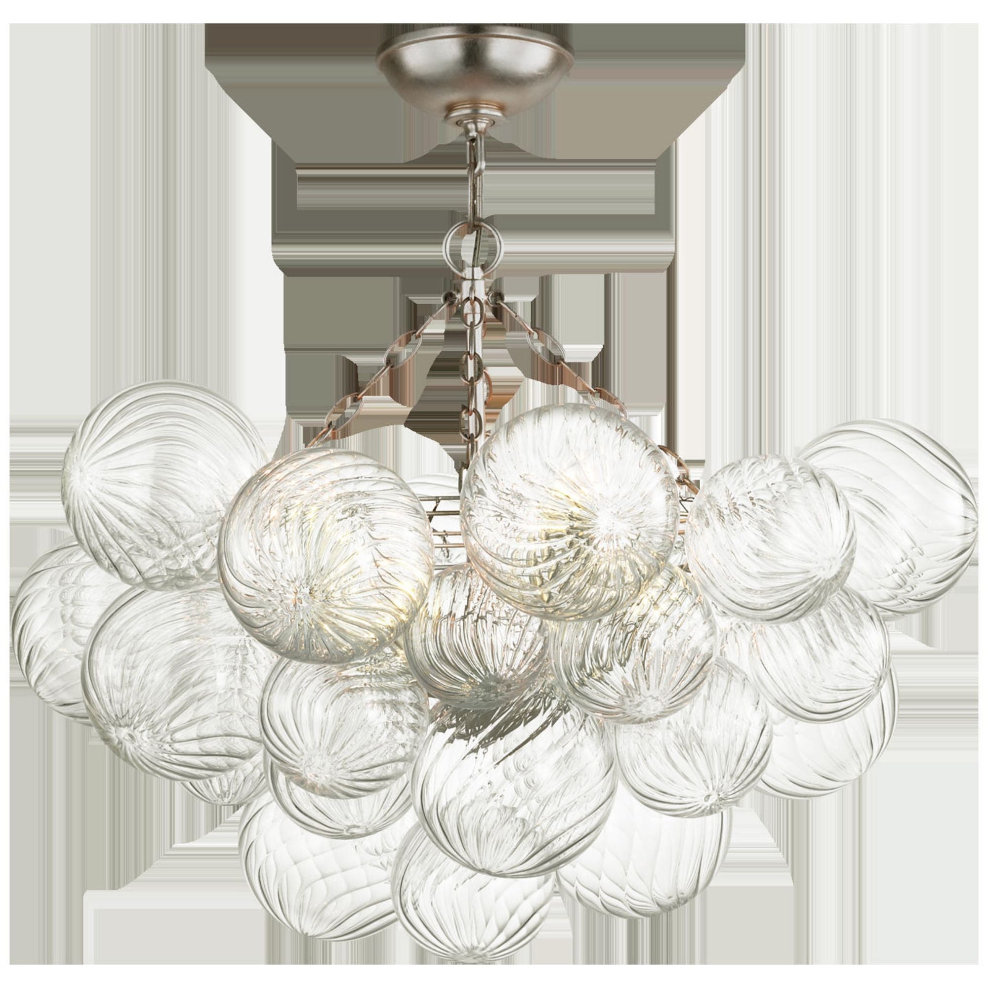 Julie Neill Talia 29" Semi-Flush Mount in Burnished Silver Leaf and Clear Swirled Glass Ceiling Light W29.25" x H28"