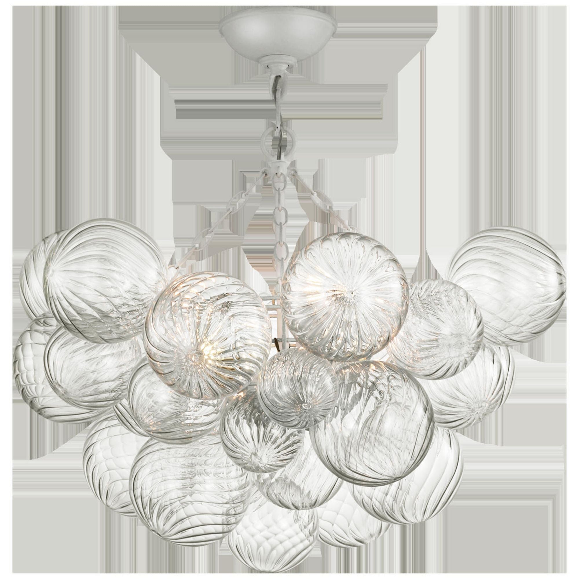 Julie Neill Talia 29" Semi-Flush Mount in Plaster White and Clear Swirled Glass Ceiling Light W29.25" x H28"