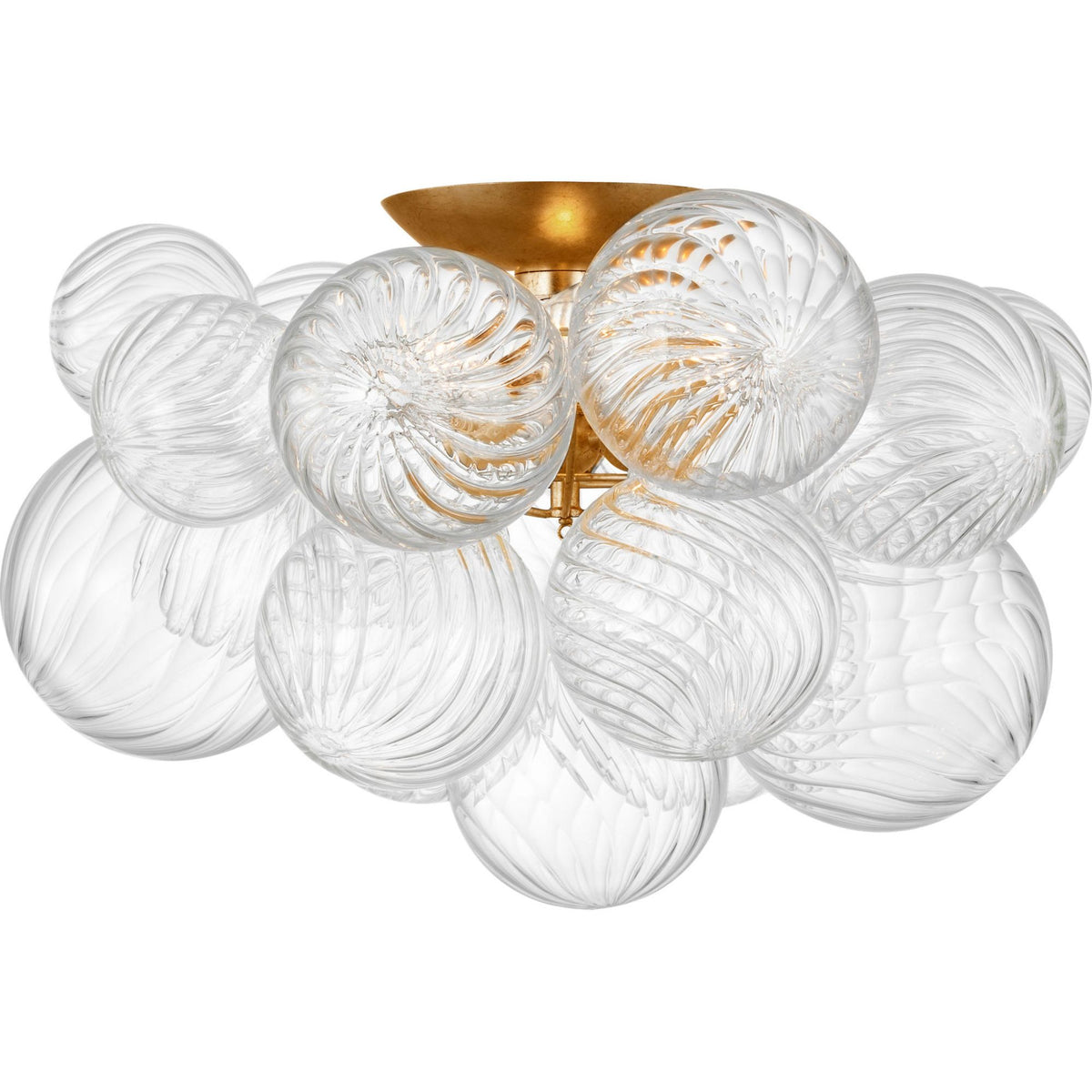 Julie Neill Talia 20" Flush Mount in Gild and Clear Swirled Glass W19.5" x H11"