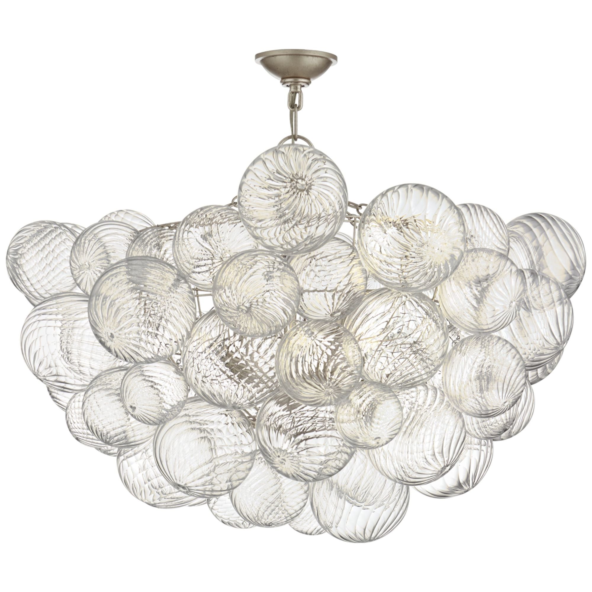 Julie Neill Talia 33" Semi-Flush Mount in Burnished Silver Leaf and Clear Swirled Glass Ceiling Light W33" x H29"