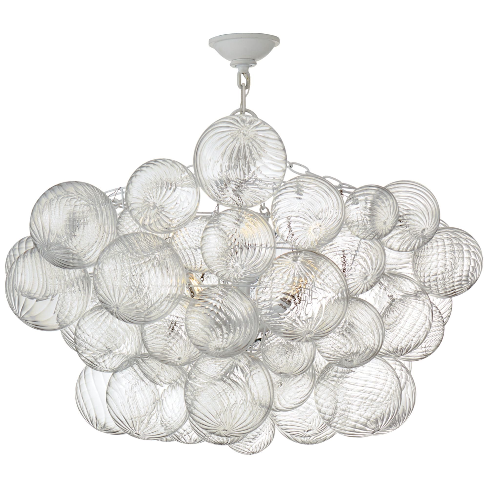 Julie Neill Talia 33" Semi-Flush Mount in Plaster White and Clear Swirled Glass Ceiling Light W33" x H29"