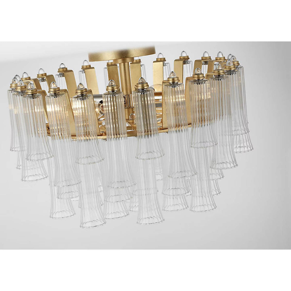 Julie Neill Lorelei 18" Semi-Flush Mount in Gild with Clear Glass W18" x H12"