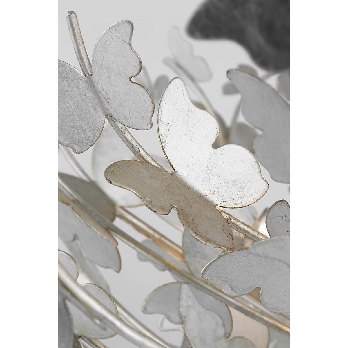 Julie Neill Farfalle Large Semi-Flush Mount in Burnished Silver Leaf W30" x H14.25"