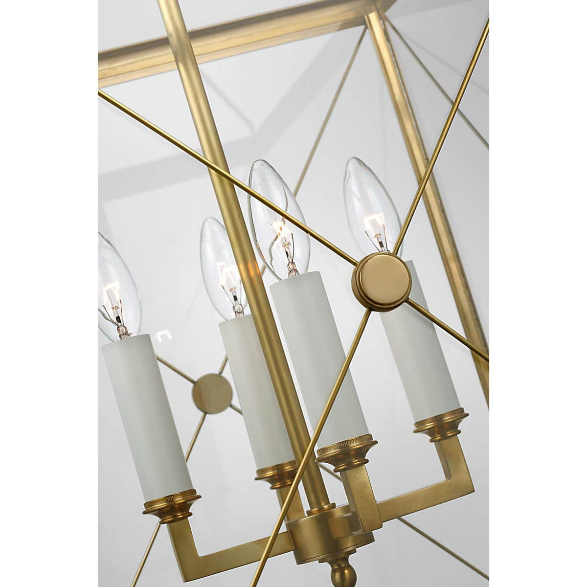 Julie Neill Rossi Medium Lantern in Antique-Burnished Brass with Clear Glass W18" x H33.5"