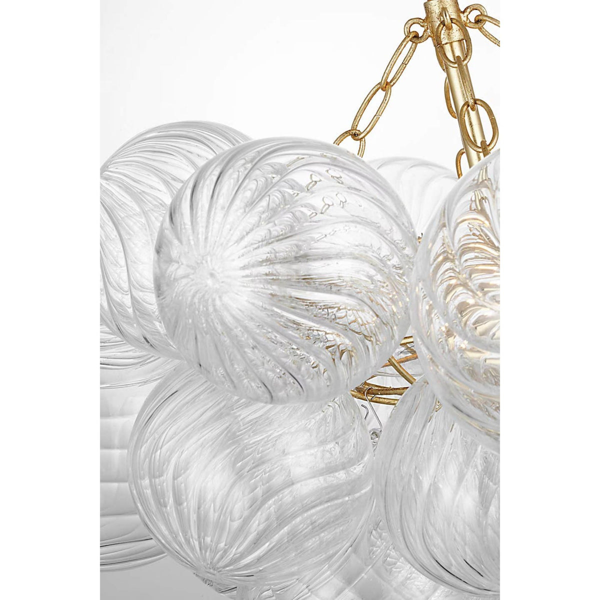 Julie Neill Talia Small Chandelier in Gild and Clear Swirled Glass W23.75" x H17.5"