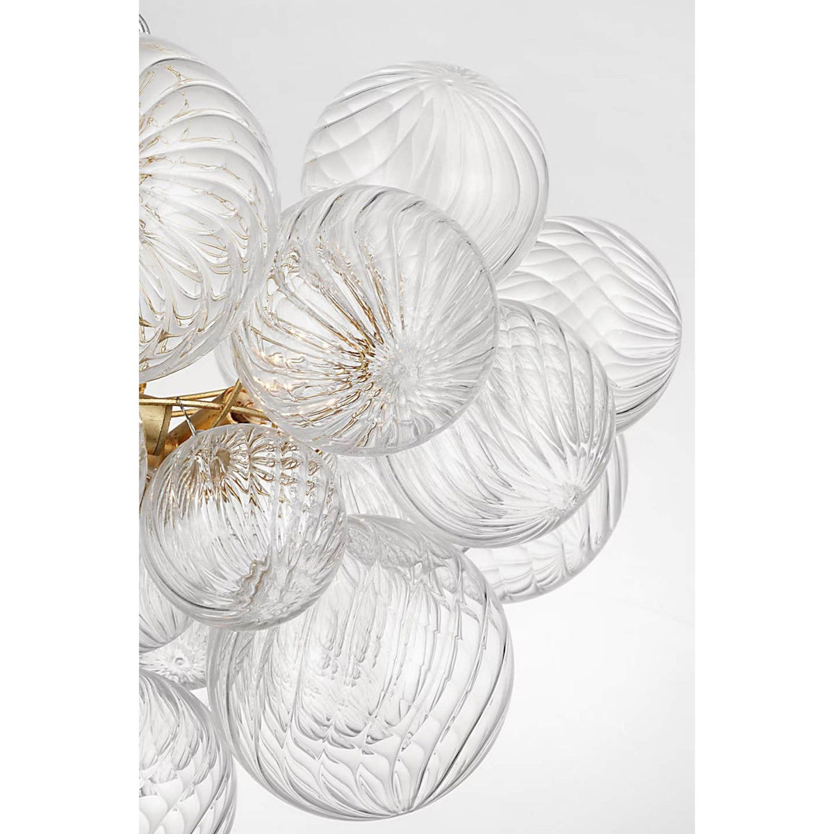 Julie Neill Talia Small Chandelier in Gild and Clear Swirled Glass W23.75" x H17.5"