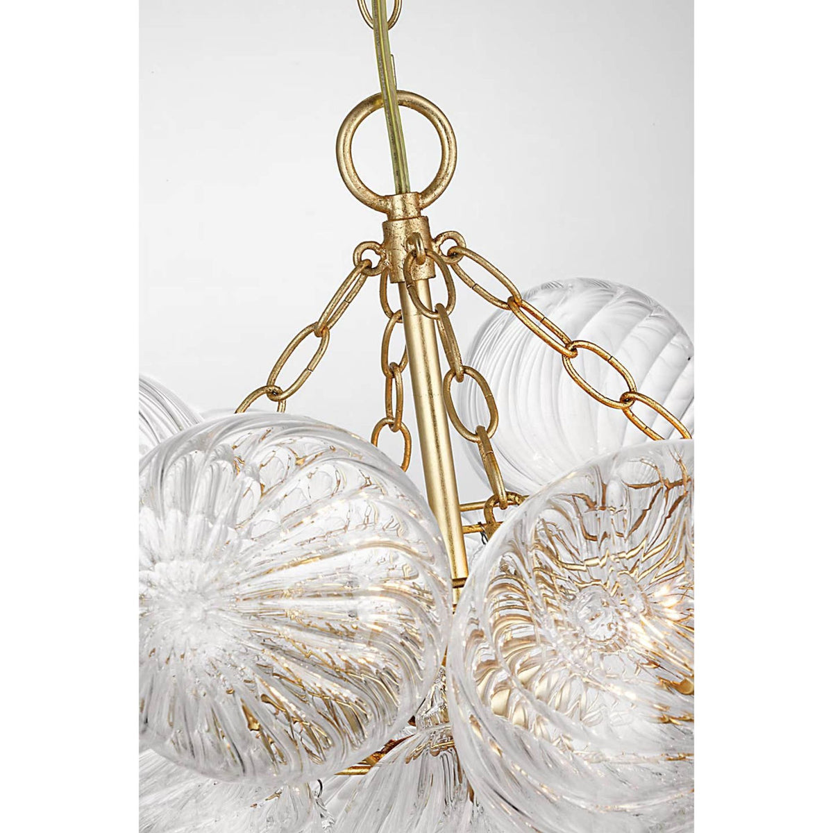 Julie Neill Talia Small Chandelier in Gild and Clear Swirled Glass W23.75" x H17.5"