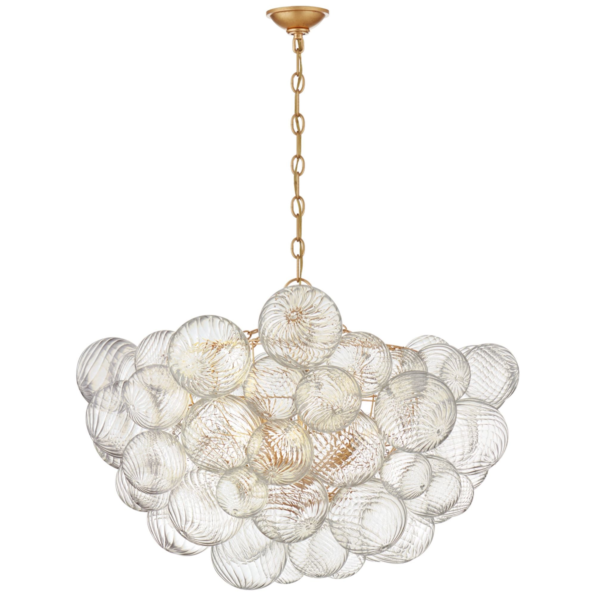 Julie Neill Talia Large Chandelier in Gild and Clear Swirled Glass W33" x H24"
