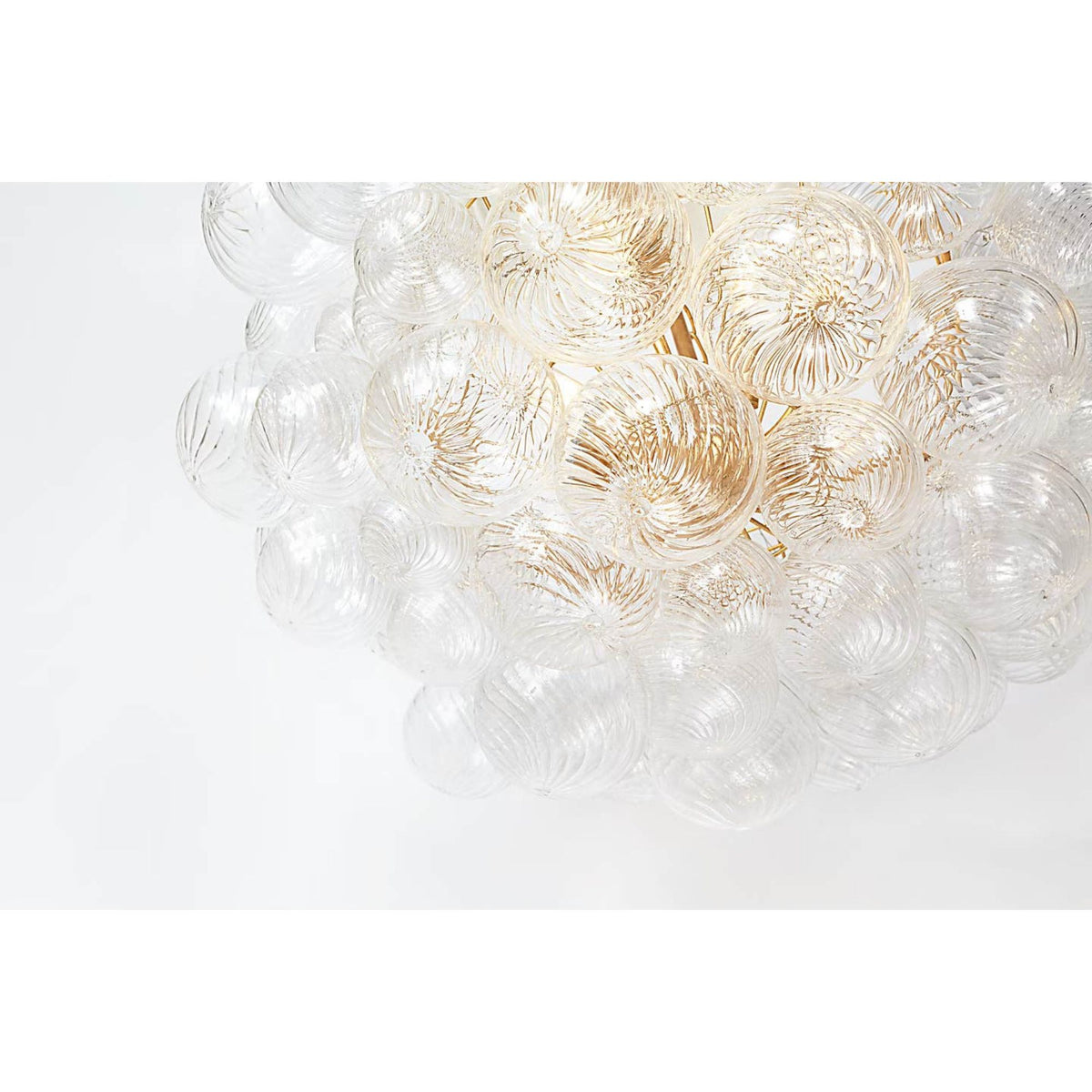 Julie Neill Talia Large Chandelier in Gild and Clear Swirled Glass W33" x H24"