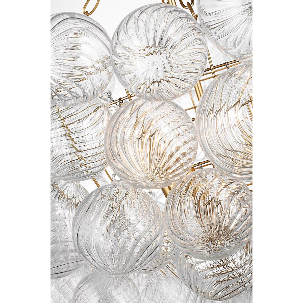 Julie Neill Talia Grande Chandelier in Gild with Clear Swirled Glass W37.75" x H35.5"