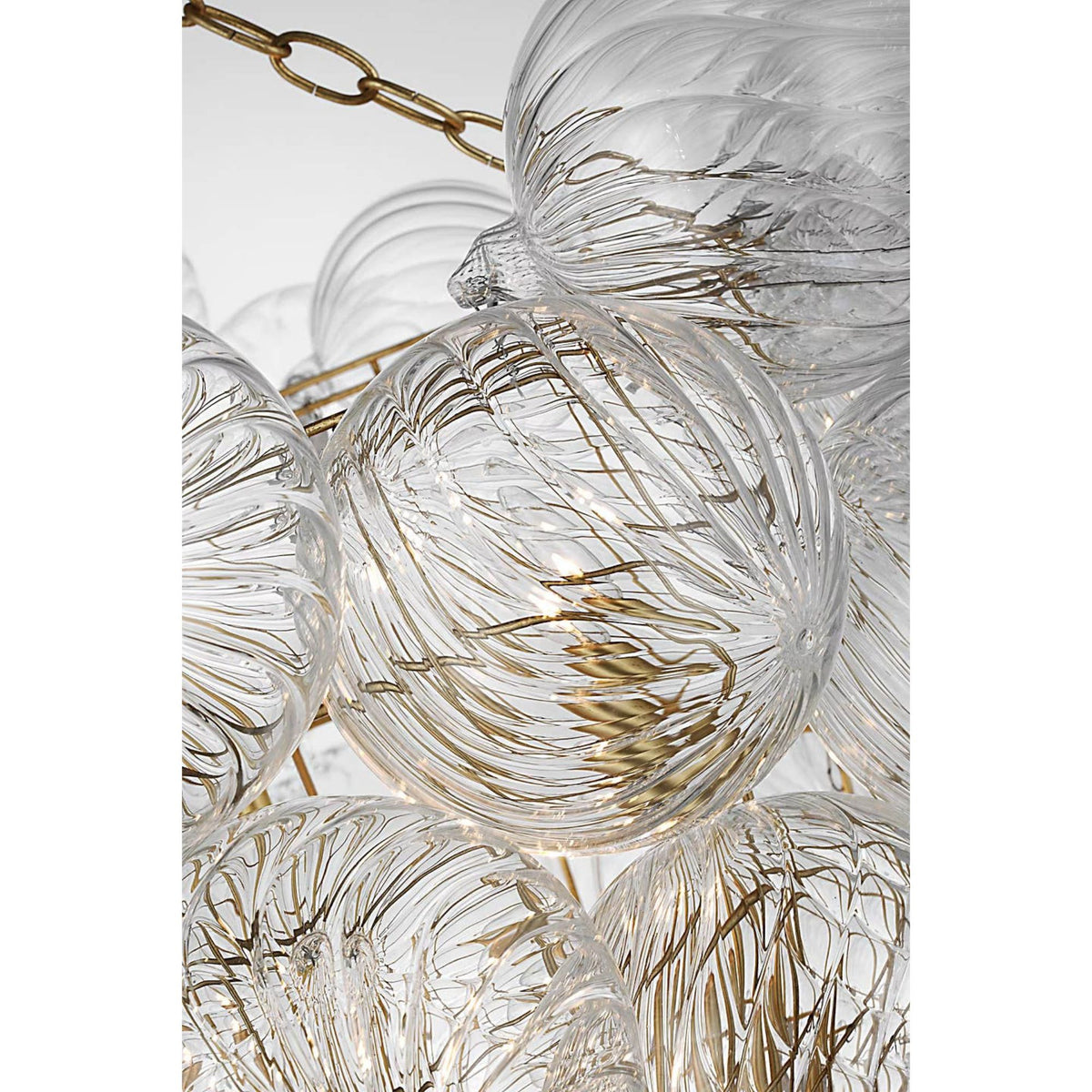 Julie Neill Talia Grande Entry Chandelier in Gild with Clear Swirled Glass W36" x H44.25"
