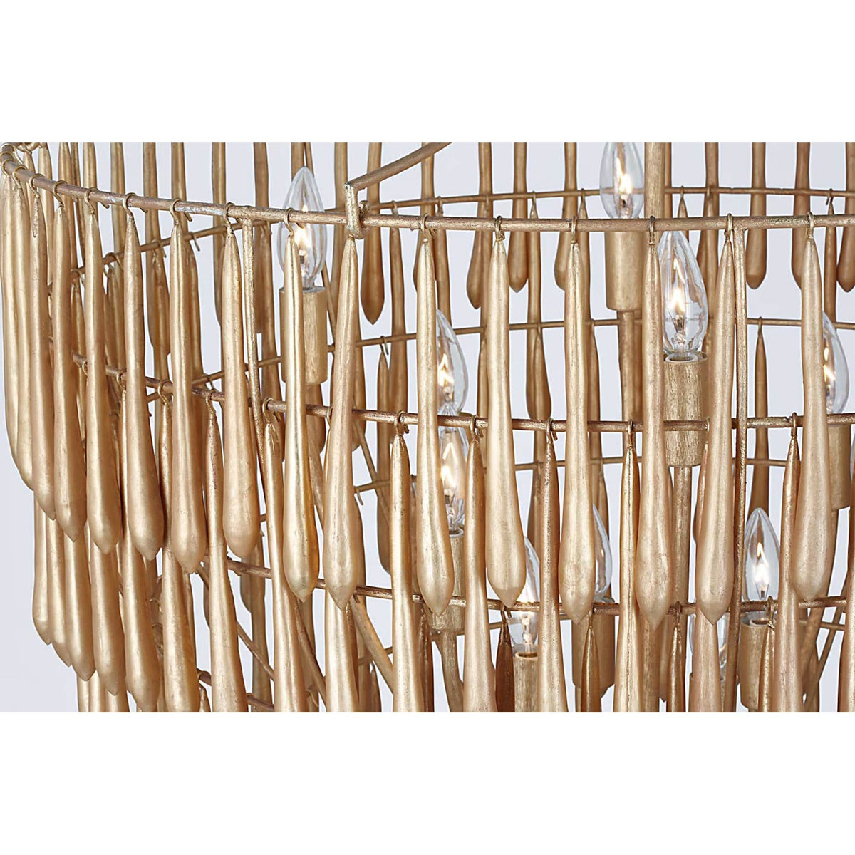 Julie Neill Vacarro Large Chandelier in Antique Gold Leaf W32.25" x H40.75"