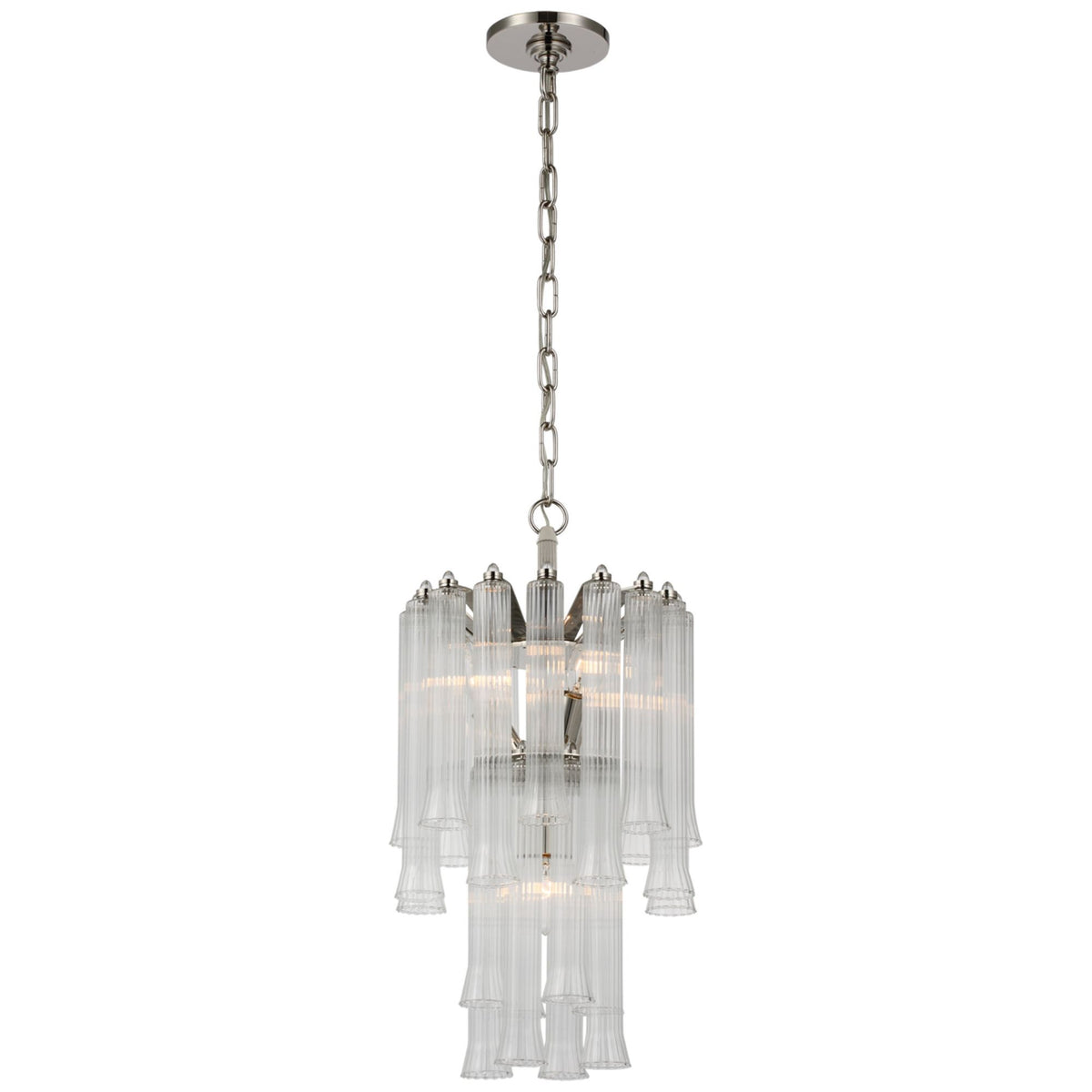 Julie Neill Lorelei Petite Waterfall Chandelier in Polished Nickel with Clear Glass W12" x H23.5"
