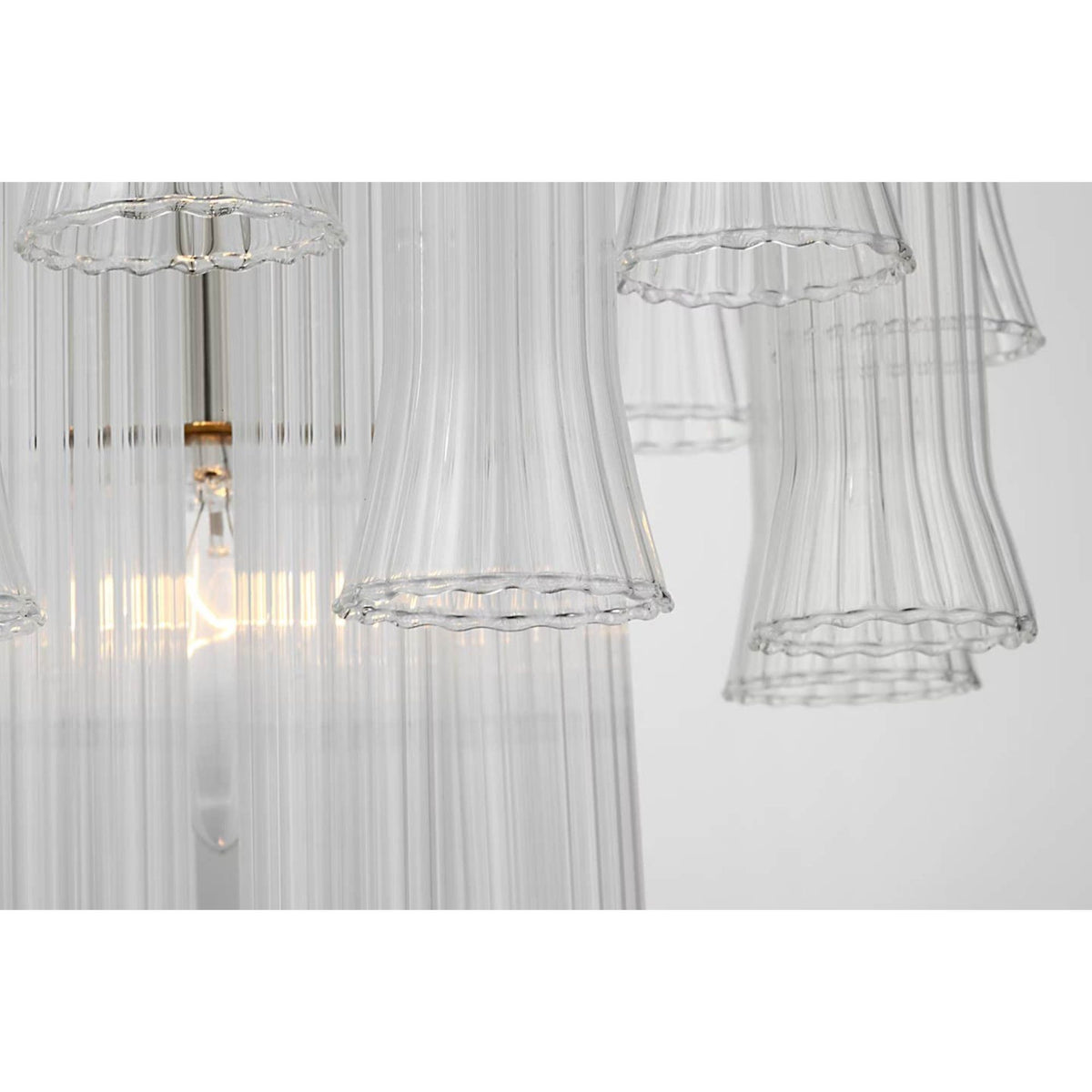 Julie Neill Lorelei Petite Waterfall Chandelier in Polished Nickel with Clear Glass W12" x H23.5"