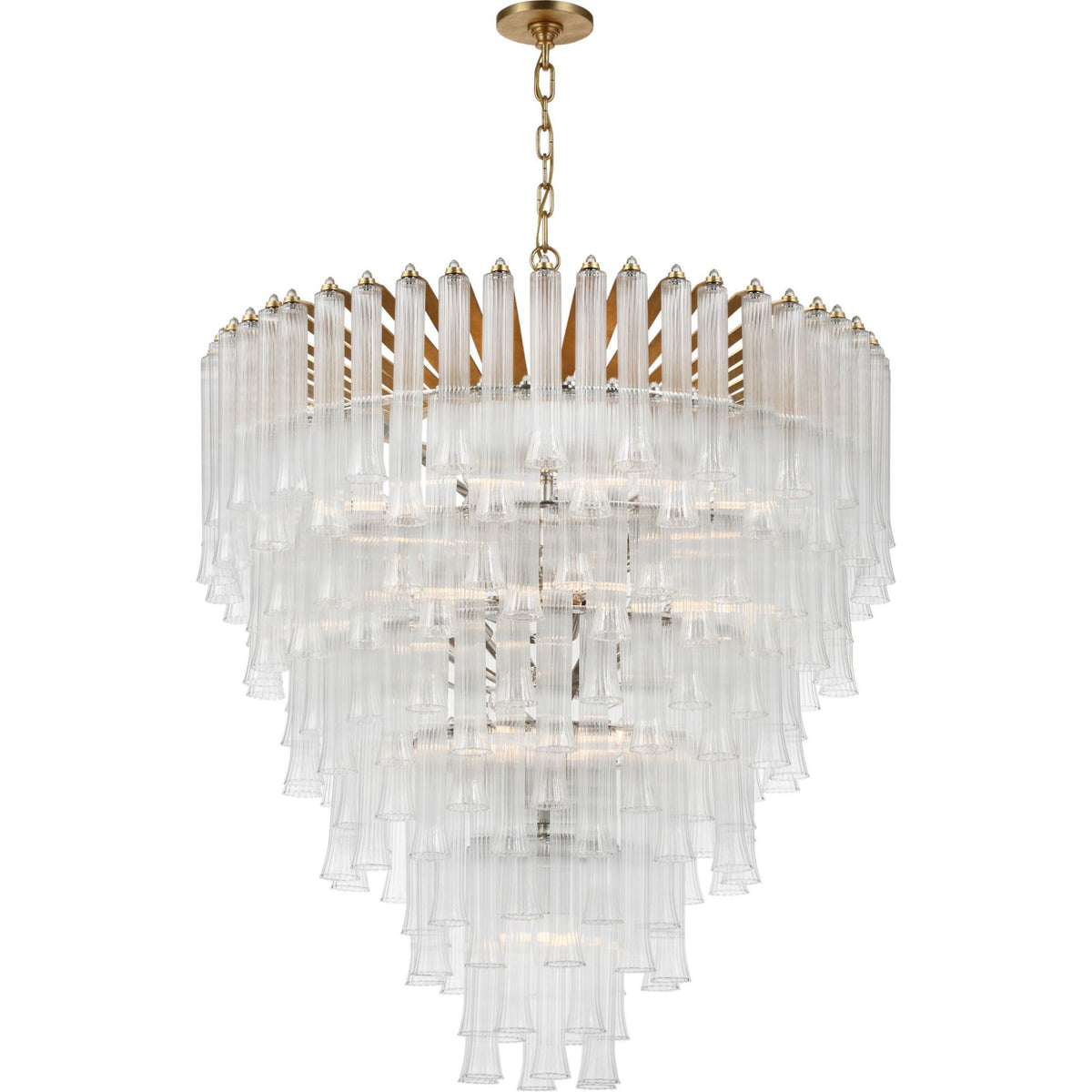 Julie Neill Lorelei X-Large Waterfall Chandelier in Gild with Clear Glass W34.75" x H42.75"