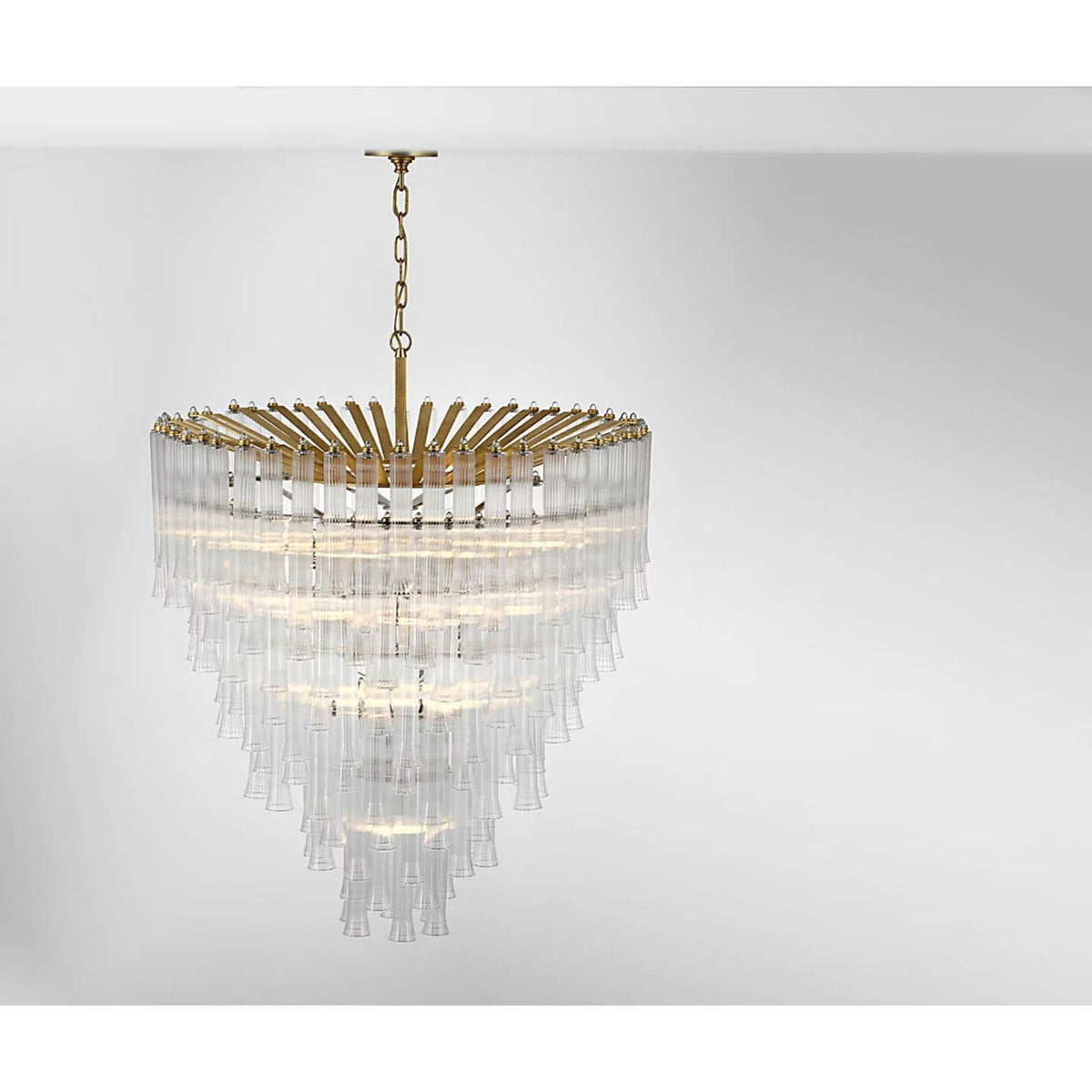 Julie Neill Lorelei X-Large Waterfall Chandelier in Gild with Clear Glass W34.75" x H42.75"