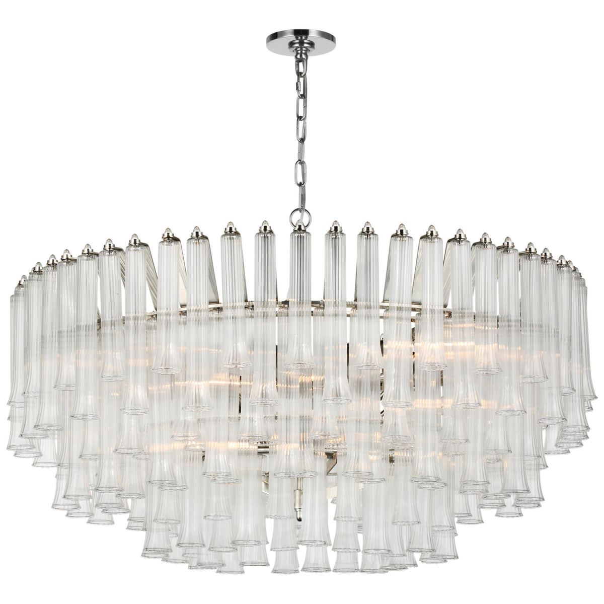 Julie Neill Lorelei X-Large Chandelier in Polished Nickel with Clear Glass W40" x H24"
