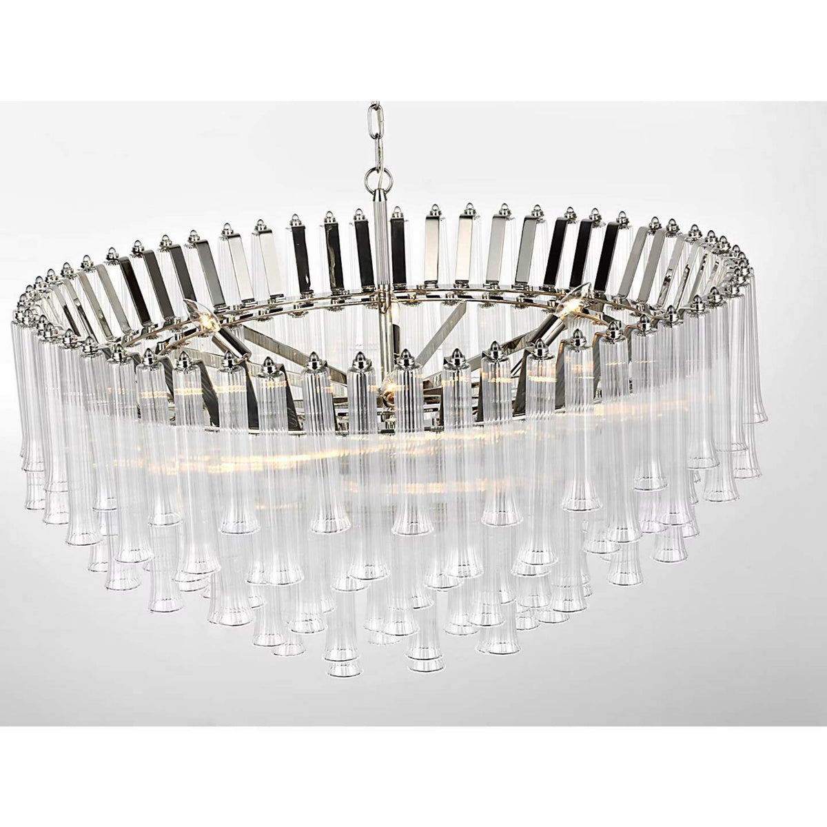 Julie Neill Lorelei X-Large Chandelier in Polished Nickel with Clear Glass W40" x H24"