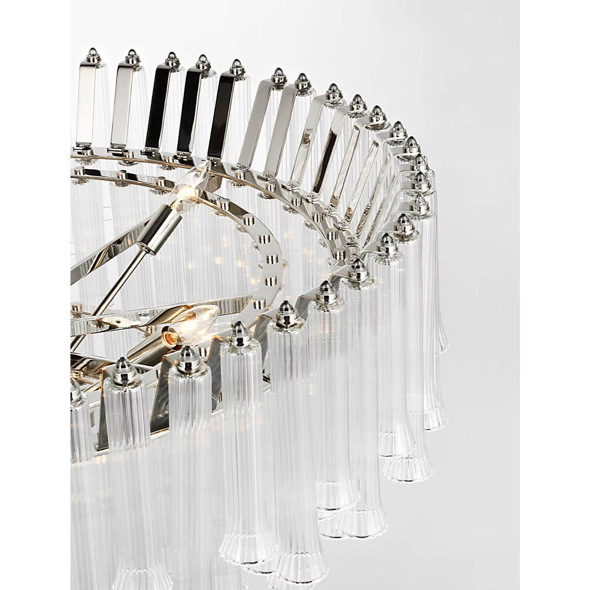 Julie Neill Lorelei X-Large Chandelier in Polished Nickel with Clear Glass W40" x H24"