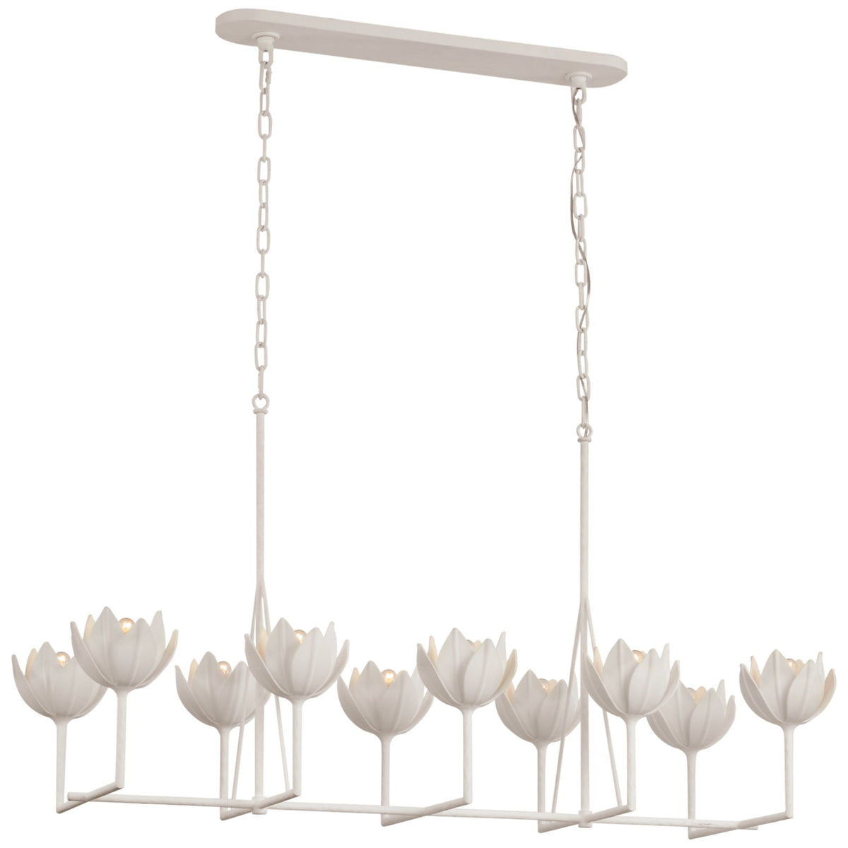 Julie Neill Alberto Large Linear Chandelier in Plaster White W21" x 50.5" x H26.5"