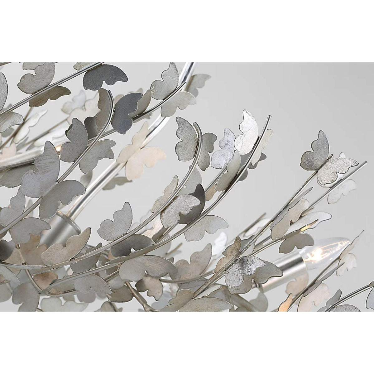Julie Neill Farfalle Large Linear Chandelier in Burnished Silver Leaf W20.5" x 54.75" x H28.5"