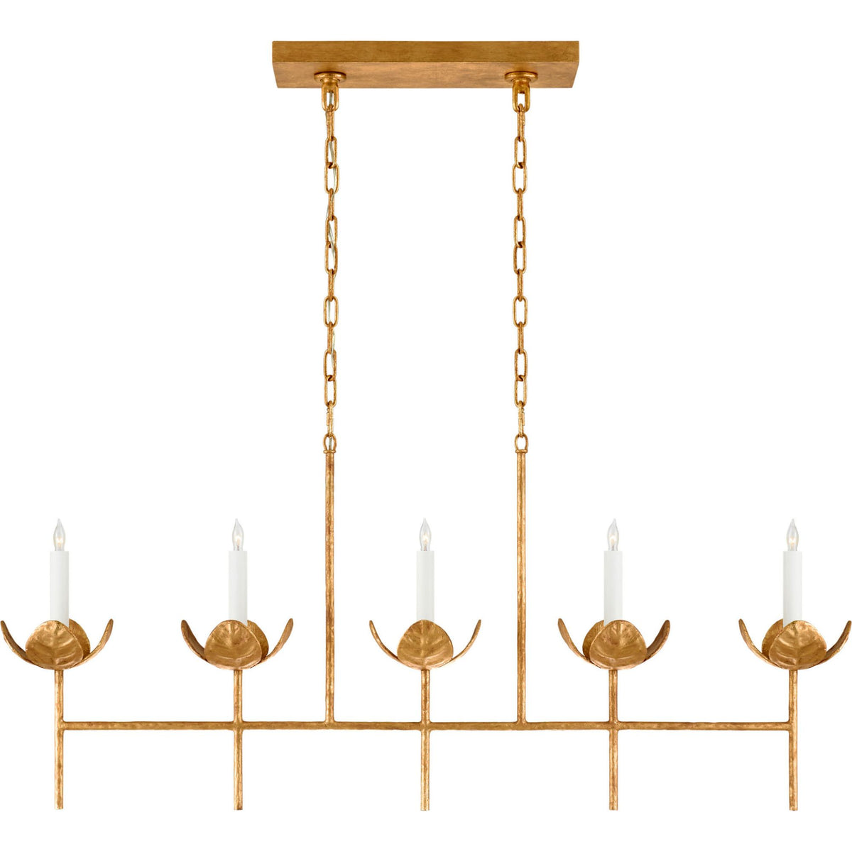 Julie Neill Illana Large Linear Chandelier in Antique Gold Leaf W6.75" x 50.75" x H22.75"