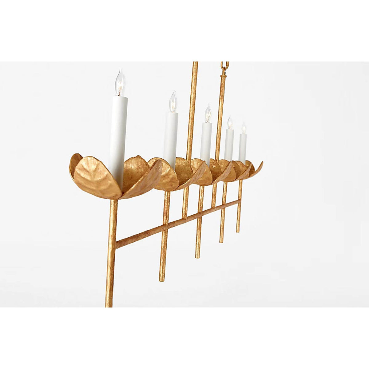 Julie Neill Illana Large Linear Chandelier in Antique Gold Leaf W6.75" x 50.75" x H22.75"