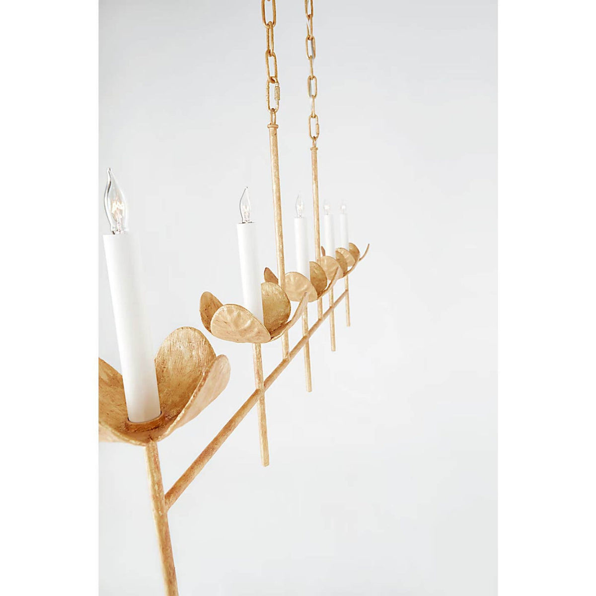 Julie Neill Illana Large Linear Chandelier in Antique Gold Leaf W6.75" x 50.75" x H22.75"