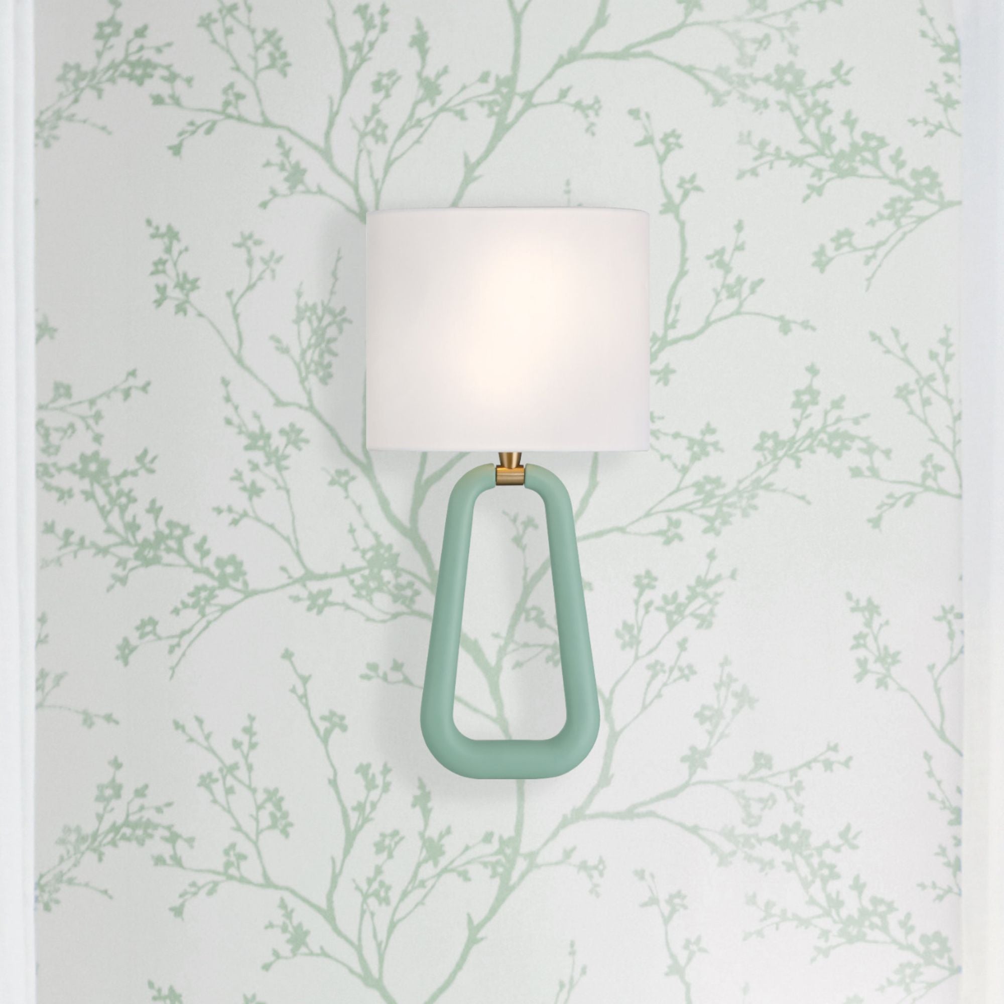 Jori 2 Light Aged Brass + Green Sconce Silk Shade 10"W x 19.75"H x 4"D