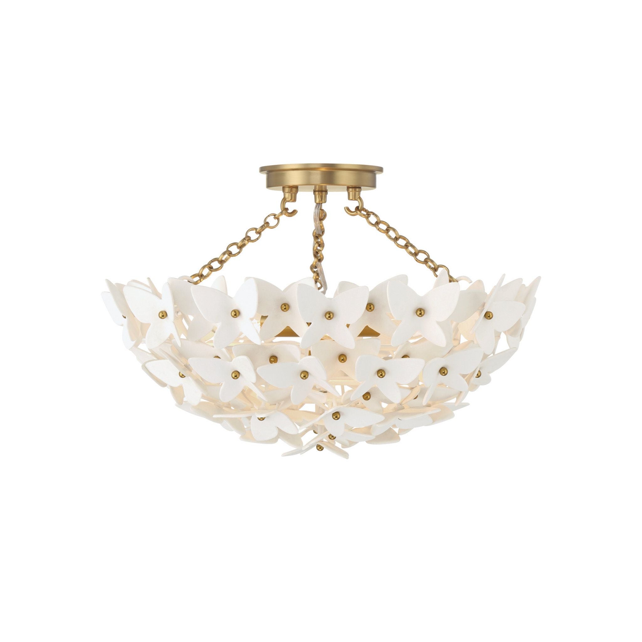 Killian 17.25" Luxe Gold Semi Flush Mount White 3-Light 17.25"W x 12.25"H x 17.25"D