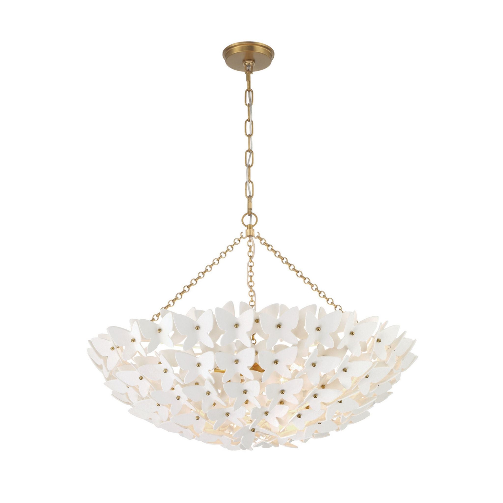 Killian 28" Luxe Gold Chandelier White 6-Light 28"W x 20.5"H x 28"D