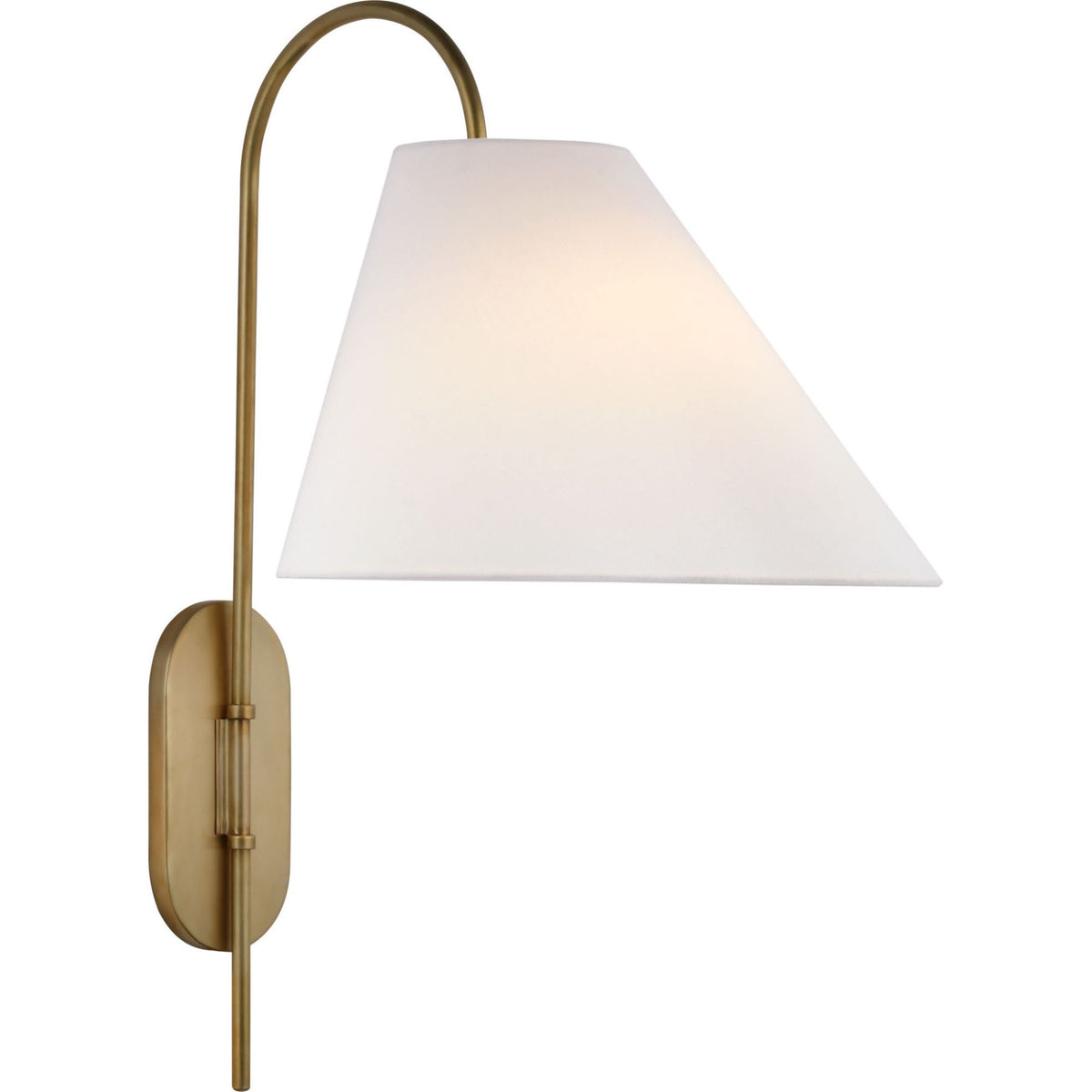 kate spade new york Kinsley Large Articulating Wall Light in Soft Brass with Linen Shade W15.75" x H27.75" x E22.25"