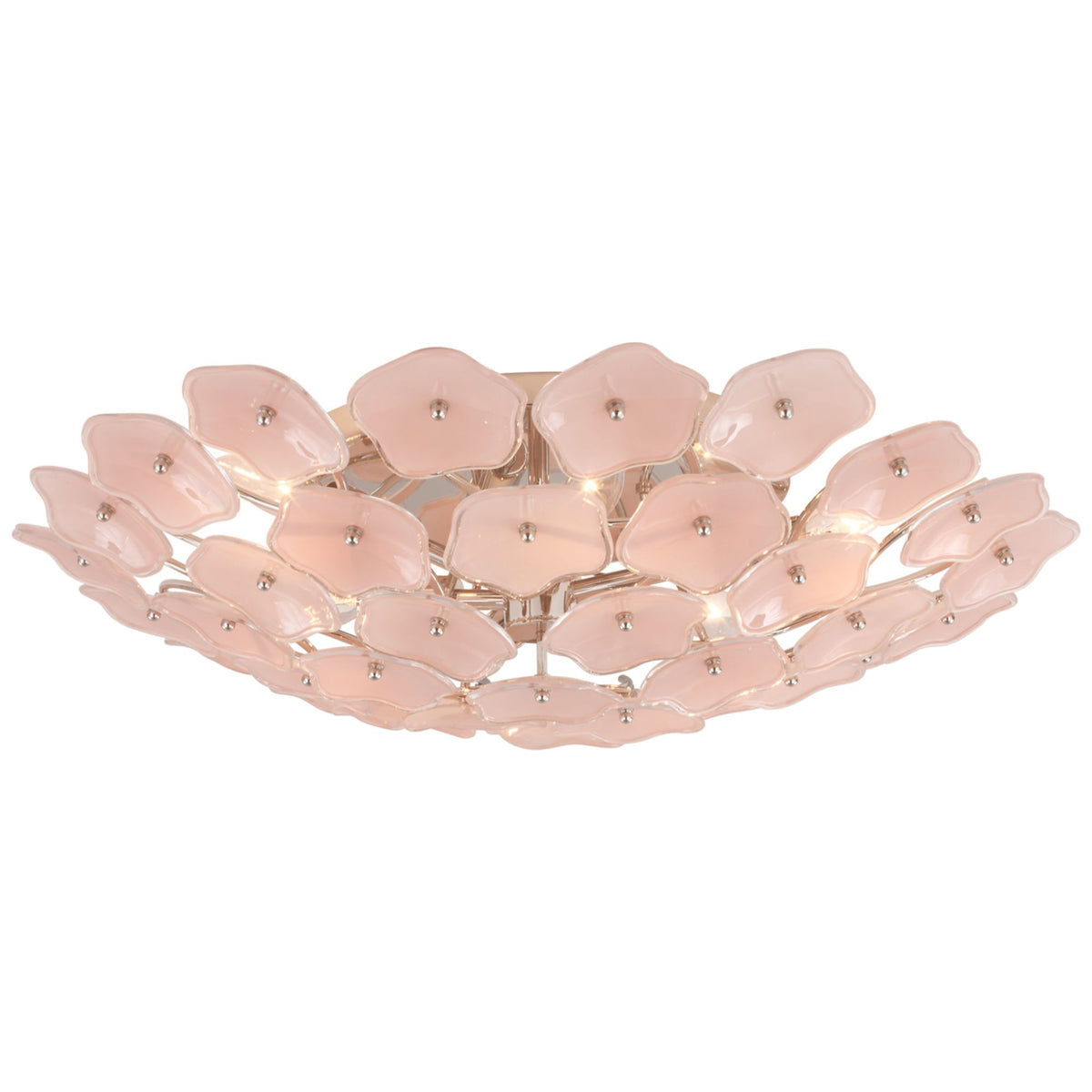 kate spade new york Leighton Large Flush Mount in Polished Nickel with Blush Tinted Glass W25.75" x H6"