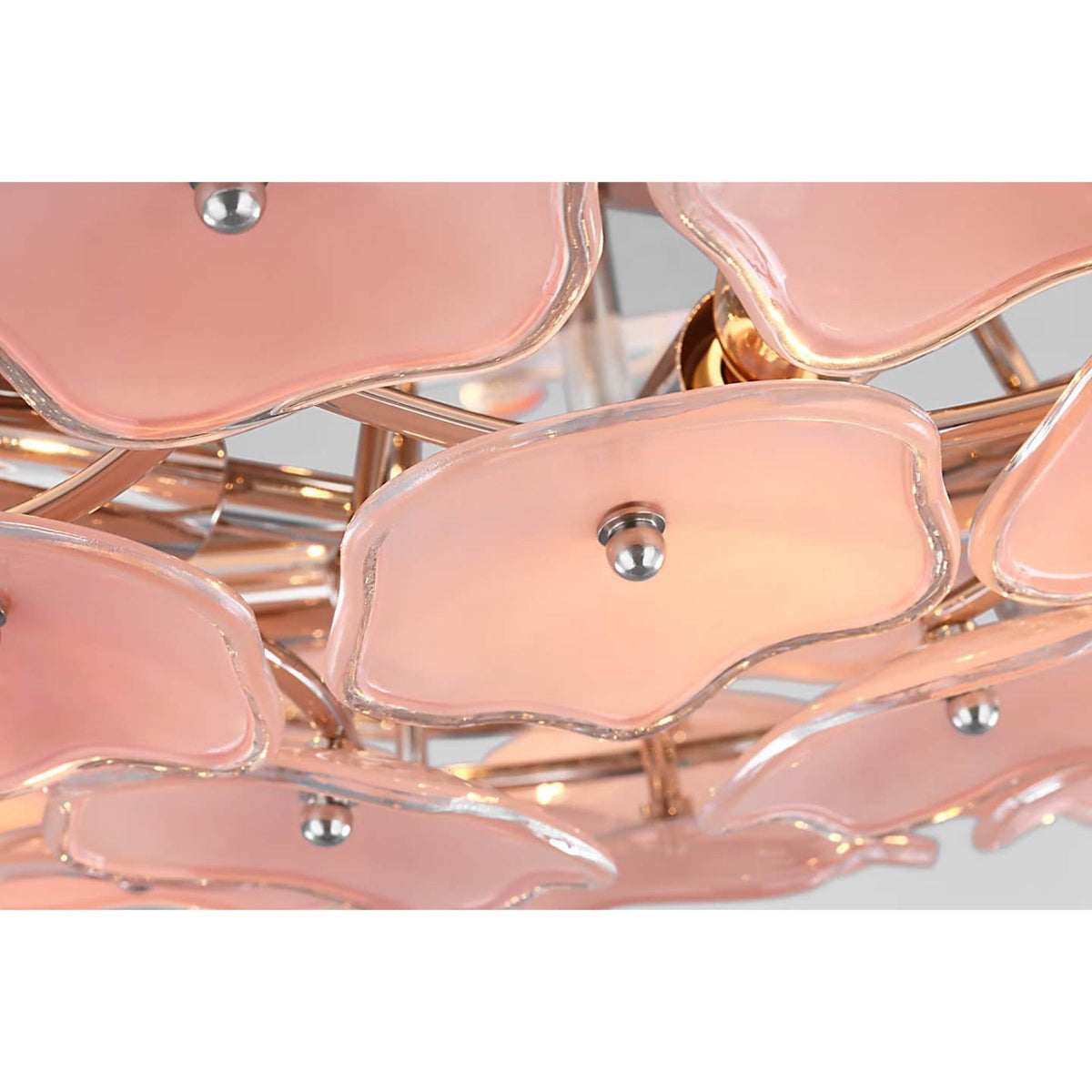 kate spade new york Leighton Large Flush Mount in Polished Nickel with Blush Tinted Glass W25.75" x H6"