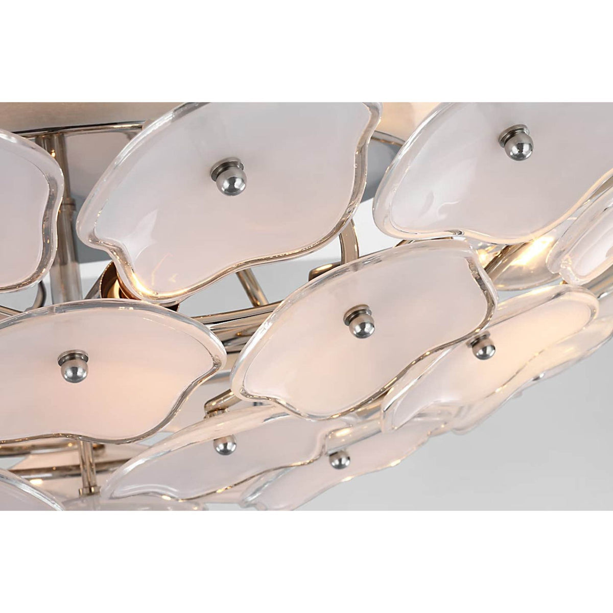 kate spade new york Leighton Large Flush Mount in Polished Nickel with Cream Tinted Glass W25.75" x H6"