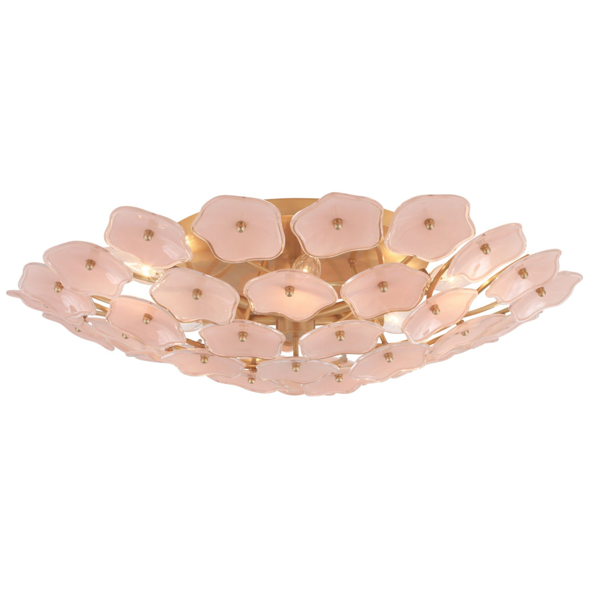 kate spade new york Leighton Large Flush Mount in Soft Brass with Blush Tinted Glass W25.75" x H6"