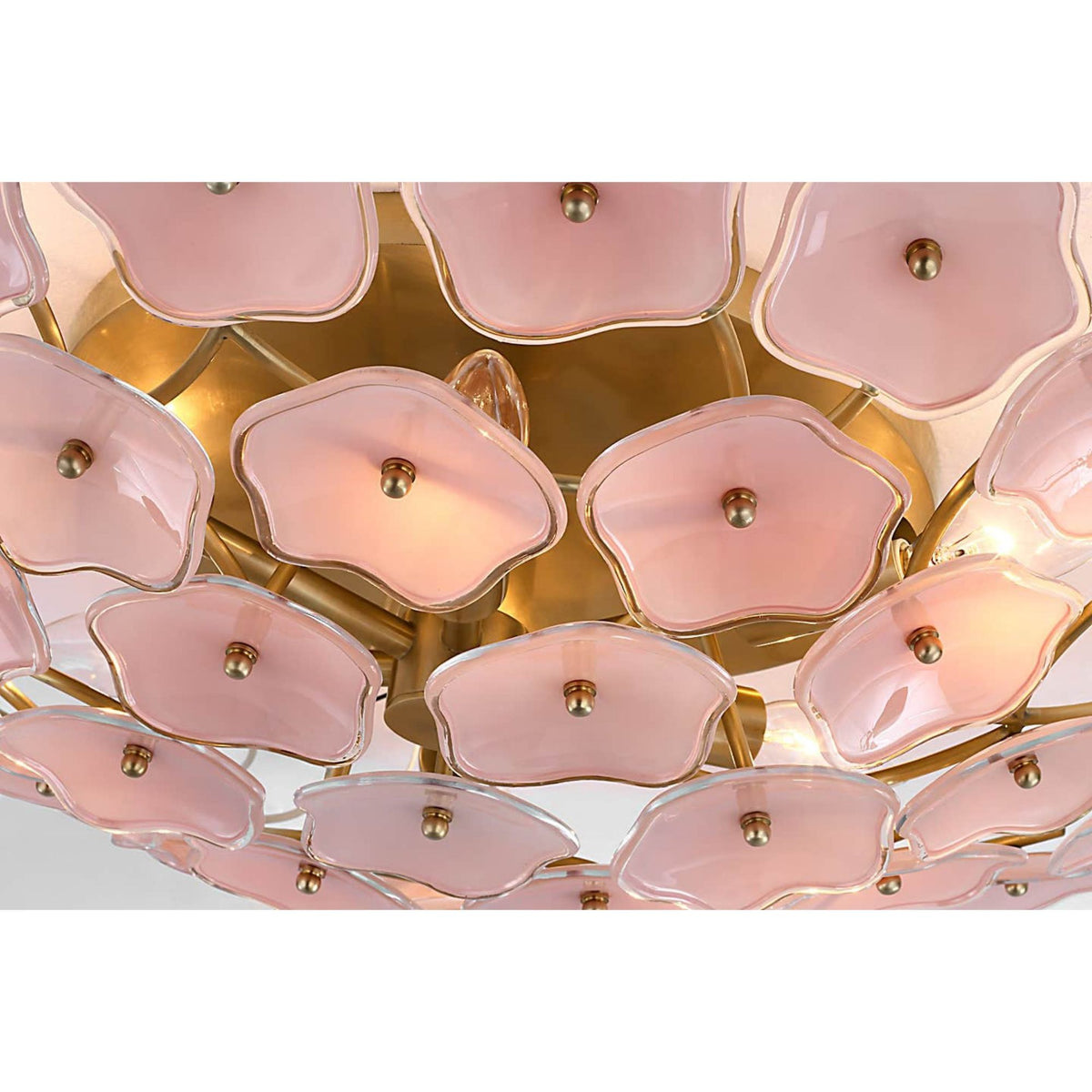 kate spade new york Leighton Large Flush Mount in Soft Brass with Blush Tinted Glass W25.75" x H6"