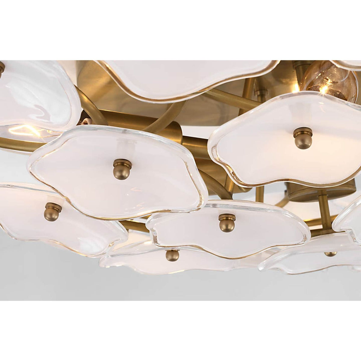kate spade new york Leighton Large Flush Mount in Soft Brass with Cream Tinted Glass W25.75" x H6"