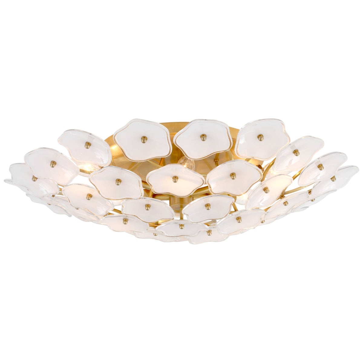 kate spade new york Leighton Large Flush Mount in Soft Brass with Cream Tinted Glass W25.75" x H6"