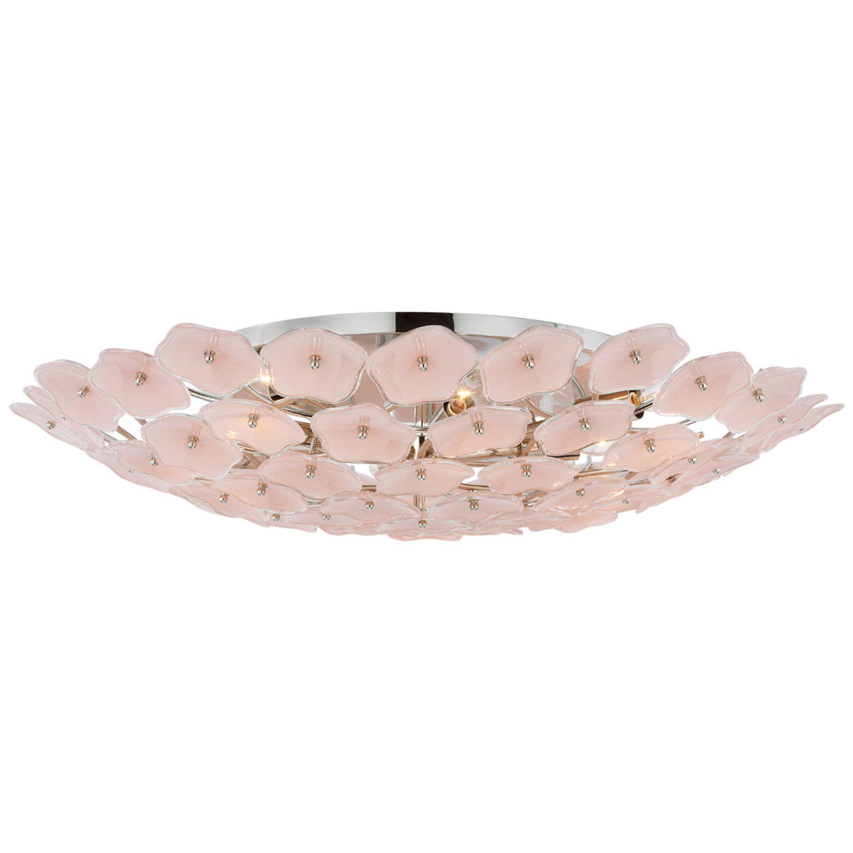 kate spade new york Leighton Grande Flush Mount in Polished Nickel with Blush Tinted Glass W32.5" x H6.5"