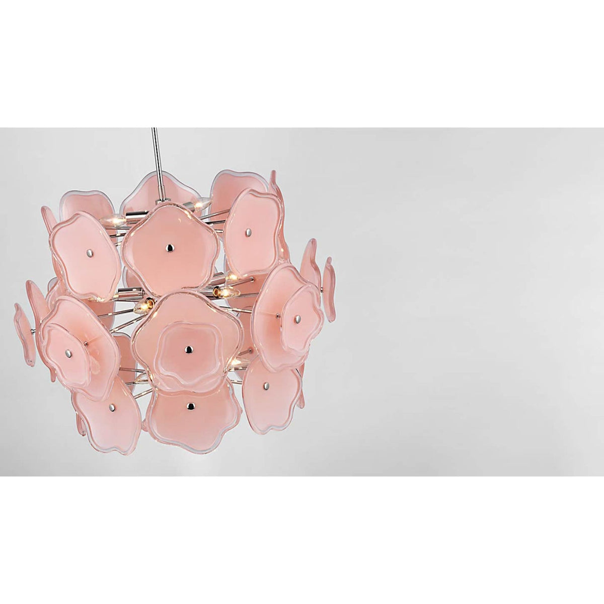 kate spade new york Leighton Large Barrel Chandelier in Polished Nickel with Blush Tinted Glass W30.5"
