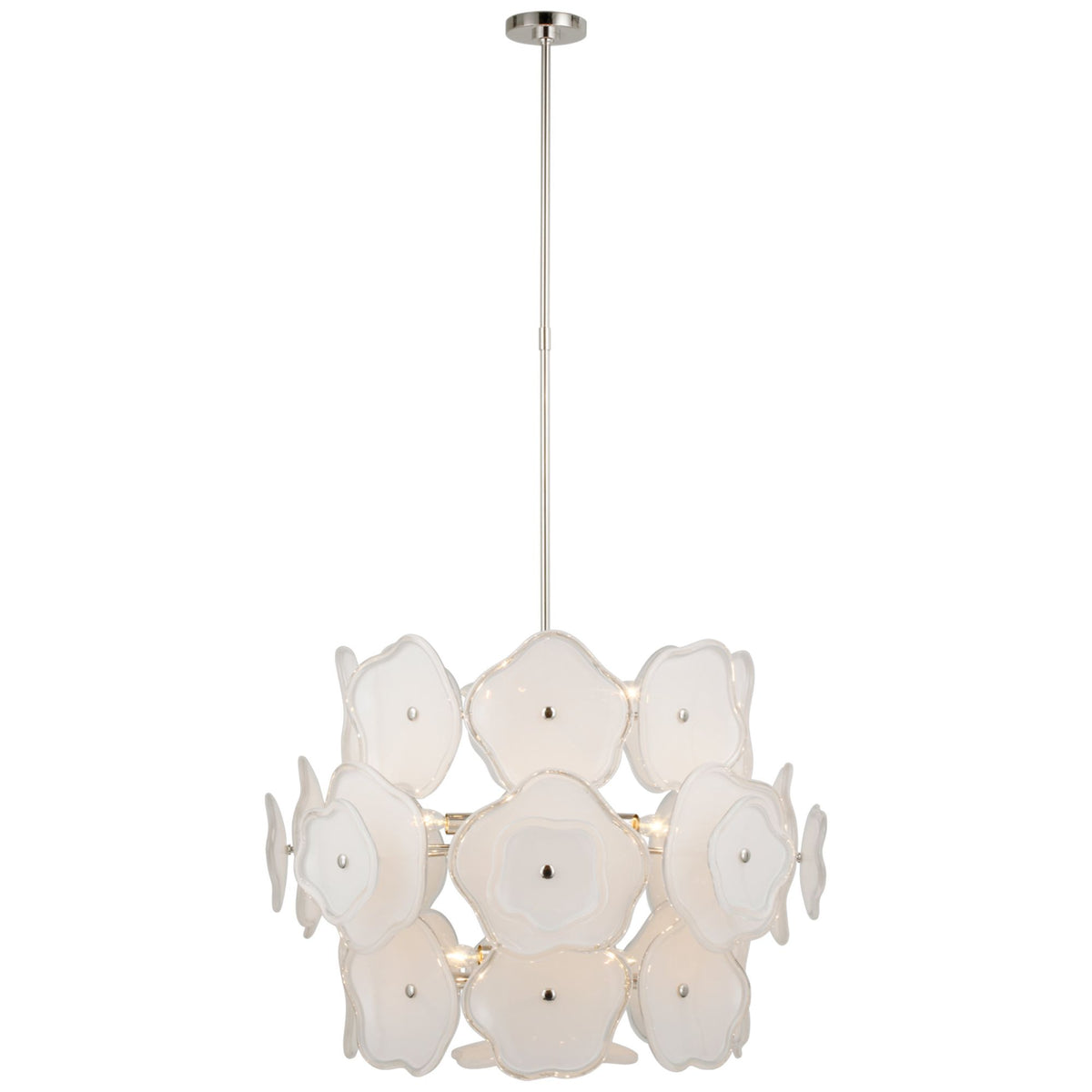 kate spade new york Leighton Large Barrel Chandelier in Polished Nickel with Cream Tinted Glass W30.5"